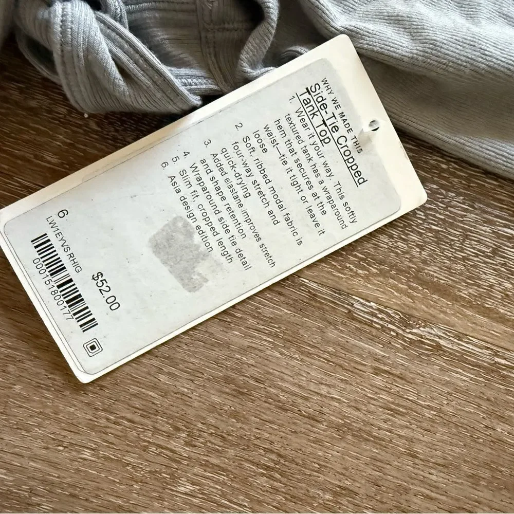 NWT Lululemon Side-Tie Cropped Tank Top Sz 6